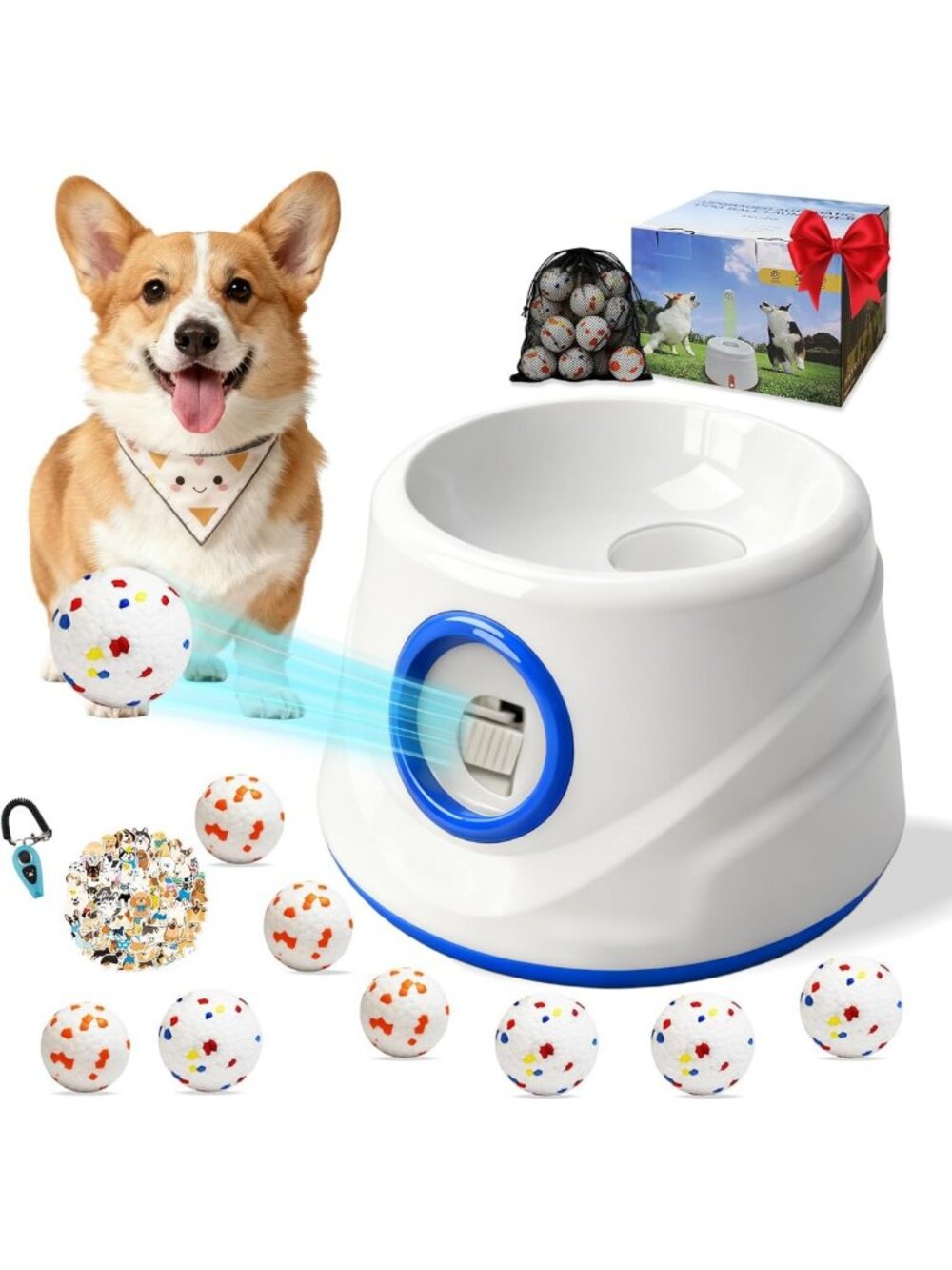 Interactive Automatic Dog Ball Launcher - 8 Balls, Adjustable 50ft Distance